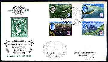 British Honduras 1966 Stamp Centenary perf set of 4 on illustrated cover with first day cancel