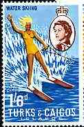 Turks & Caicos Islands 1967 Water Skiing 1s6d from def set unmounted mint, SG 282