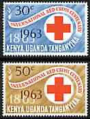 Kenya, Uganda & Tanganyika 1963 Centenary of Red Cross perf set of 2 unmounted mint, SG 205-6