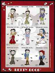 Mali 1999 Betty Boop imperf sheetlet containing set of 6 unmounted mint, Mi 2197-2205