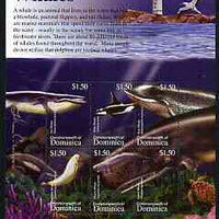 Dominica 2002 Flora & Fauna perf composite sheetlet containing 6 values (Whales), signed by Thomas C Wood the designer, unmounted mint