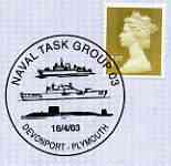 Postmark - Great Britain 2003 cover for Naval Task Group 03 with special Devonport cancel illustrating various ships