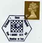 Postmark - Great Britain 1974 cover bearing illustrated cancellation for Student Chess Olympiad (hexagonal cancel)