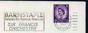 Postmark - Great Britain 1967 cover bearing slogan cancellation for Barnstable Salutes Sir Francis Chichester