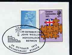 Postmark - Great Britain 1973 cover bearing illustrated cancellation for Anniversary of John Wesley's Horseblock Sermon