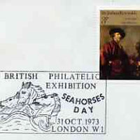 Postmark - Great Britain 1973 cover bearing illustrated cancellation for British Philatelic Exhibition (Seahorse Day)