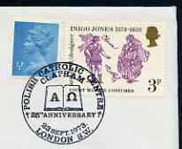 Postmark - Great Britain 1973 cover bearing illustrated cancellation for 25th Anniversary of Polish Catholic Centre