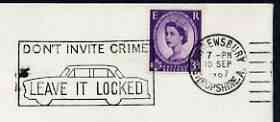 Postmark - Great Britain 1967 cover bearing illustrated slogan cancellation for 'Don't Invite Crime - Leave it Locked'