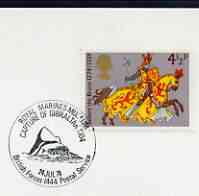 Postmark - Great Britain 1974 card bearing illustrated cancellation for Royal Marines Museum, Capture of Gibraltar (BFPS)