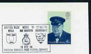 Postmark - Great Britain 1974 card bearing illustrated cancellation for British Week, RAF Bruggen (BFPS)