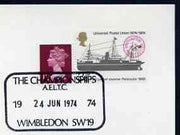 Postmark - Great Britain 1974 card bearing special cancellation for All England Lawn Tennis Championship, Wimbledon