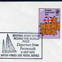 Postmark - Great Britain 1973 cover bearing illustrated cancellation for British Army Entry in Round the World Race (BFPS)