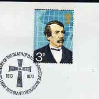 Postmark - Great Britain 1973 cover bearing illustrated cancellation for Death Centenary of David Livingstone