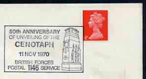 Postmark - Great Britain 1970 cover bearing illustrated cancellation for 50th Anniversary of Unveiling of the Cenotaph