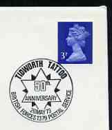 Postmark - Great Britain 1973 cover bearing illustrated cancellation for 50th Anniversary of Tidworth Tattoo (BFPS)