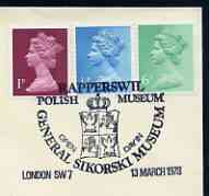 Postmark - Great Britain 1978 cover bearing illustrated cancellation for Rapperswill Polish Museum, Gen Sikorski Museum