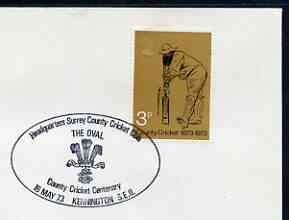 Postmark - Great Britain 1973 cover bearing illustrated cancellation for Headquarters of Surrey County Cricket Club, Oval