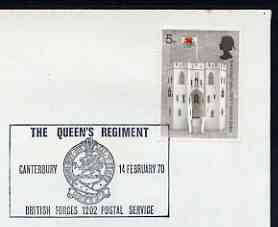 Postmark - Great Britain 1970 cover bearing illustrated cancellation for The Queen's Regiment, Canterbury (BFPS)