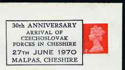 Postmark - Great Britain 1970 cover bearing special cancellation for 30th Anniversary of Czech Forces in Cheshire