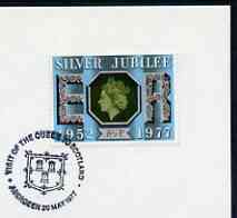 Postmark - Great Britain 1977 card bearing illustrated cancellation for Queen's Silver Jubilee Royal Visit to Aberdeen