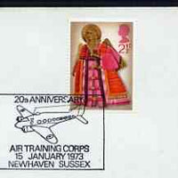 Postmark - Great Britain 1973 cover bearing illustrated cancellation for 20th Anniversary of Air Training Corps, Newhaven