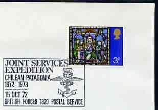 Postmark - Great Britain 1972 cover bearing illustrated cancellation for Joint Services Expedition, Chilean Patagonia (BFPS)