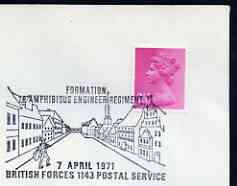 Postmark - Great Britain 1971 cover bearing illustrated cancellation for Formation of 28 Amphibious Engineer Regiment (BFPS)