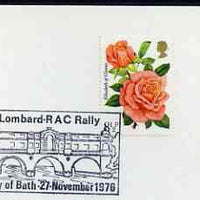 Postmark - Great Britain 1976 card bearing illustrated cancellation for Lombard RAC Rally showing Pulteney Bridge