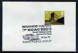 Postmark - Great Britain 1972 cover bearing illustrated cancellation for Brands Hatch 'BOAC 1000' World Championship Sports Car Race