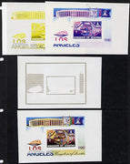 Lesotho 1984 Los Angeles Olympic Games (Olympic Flame & Flags) m/sheet the set of 4 imperf progressive proofs comprising various single & multiple combination composites, extremely rare (as SG MS 595)