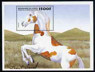 Guinea - Conakry 1999 Horses 1500f perf m/sheet (Mustang) signed by Thomas C Wood the designer, Sc 1515