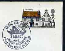 Postmark - Great Britain 1970 cover bearing special cancellation for National Army Museum, American Independence (BFPS)