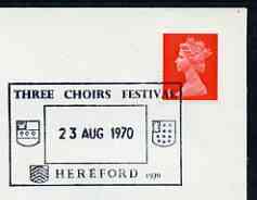 Postmark - Great Britain 1970 cover bearing illustrated cancellation for Three Choirs Festival, Hereford