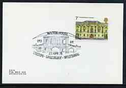 Postmark - Great Britain 1975 card bearing illustrated cancellation for Wilton House Open Day, Salisbury