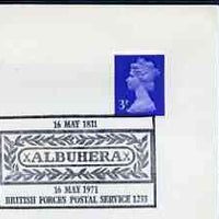 Postmark - Great Britain 1971 cover bearing illustrated cancellation for Albuhera (BFPS) (rectangular cancel)