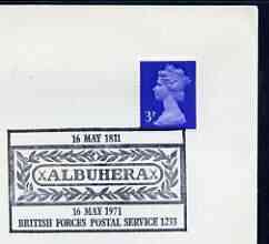 Postmark - Great Britain 1971 cover bearing illustrated cancellation for Albuhera (BFPS) (rectangular cancel)