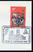 Postmark - Great Britain 1970 cover bearing illustrated cancellation for 800th Anniversary St Thomas Becket, showing Canterbury Cathedral