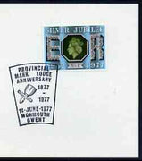 Postmark - Great Britain 1977 card bearing illustrated cancellation for Provincial Mark Lodge Anniversary, Monmouth