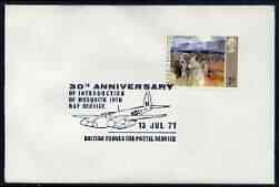 Postmark - Great Britain 1971 cover bearing illustrated cancellation for 30th Anniversary of Introduction of Mosquito into RAF service (BFPS)