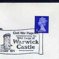 Postmark - Great Britain 1971 cover bearing illustrated slogan cancellation for Civil War Pageant, Warwick Castle