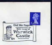 Postmark - Great Britain 1971 cover bearing illustrated slogan cancellation for Civil War Pageant, Warwick Castle