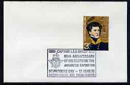 Postmark - Great Britain 1972 cover bearing illustrated slogan cancellation for 60th Anniversary Death of captain Oates, Antarctic Expedition (BFPS)