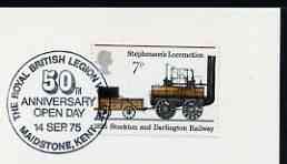 Postmark - Great Britain 1975 card bearing illustrated cancellation for The Royal British Legion Village 50th Anniversary Open Day