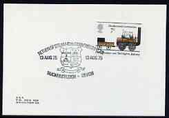 Postmark - Great Britain 1975 card bearing illustrated cancellation for Return of Steam 10th Anniversary, Buckfastleigh