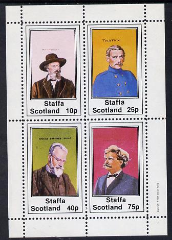 Staffa 1981 Writers (Tennyson, Shaw, Tolstoi & Mark Twain) perf set of 4 values (10p to 75p) unmounted mint