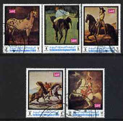 Yemen - Royalist 1970 Paintings of Horses perf set of 5 fine cto used Mi 1007-11B