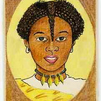 Nigeria 1987 Women's Hairstyles - original hand-painted artwork for 30k value (Beriberi Hair style) by Francis Nwaije Isibor on card 130 x 220 mm endorsed D3 on reverse