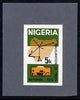 Nigeria 1975 Telex - imperf machine proof of 5k value (as issued stamp) mounted on small piece of grey card believed to be as submitted for final approval