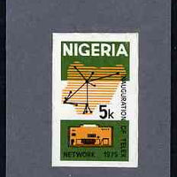 Nigeria 1975 Telex - imperf machine proof of 5k value (as issued stamp) mounted on small piece of grey card believed to be as submitted for final approval