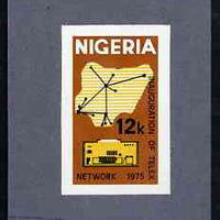 Nigeria 1975 Telex - imperf machine proof of 12k value (as issued stamp) mounted on small piece of grey card believed to be as submitted for final approval